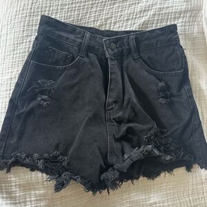Black High Rise Jean Shorts